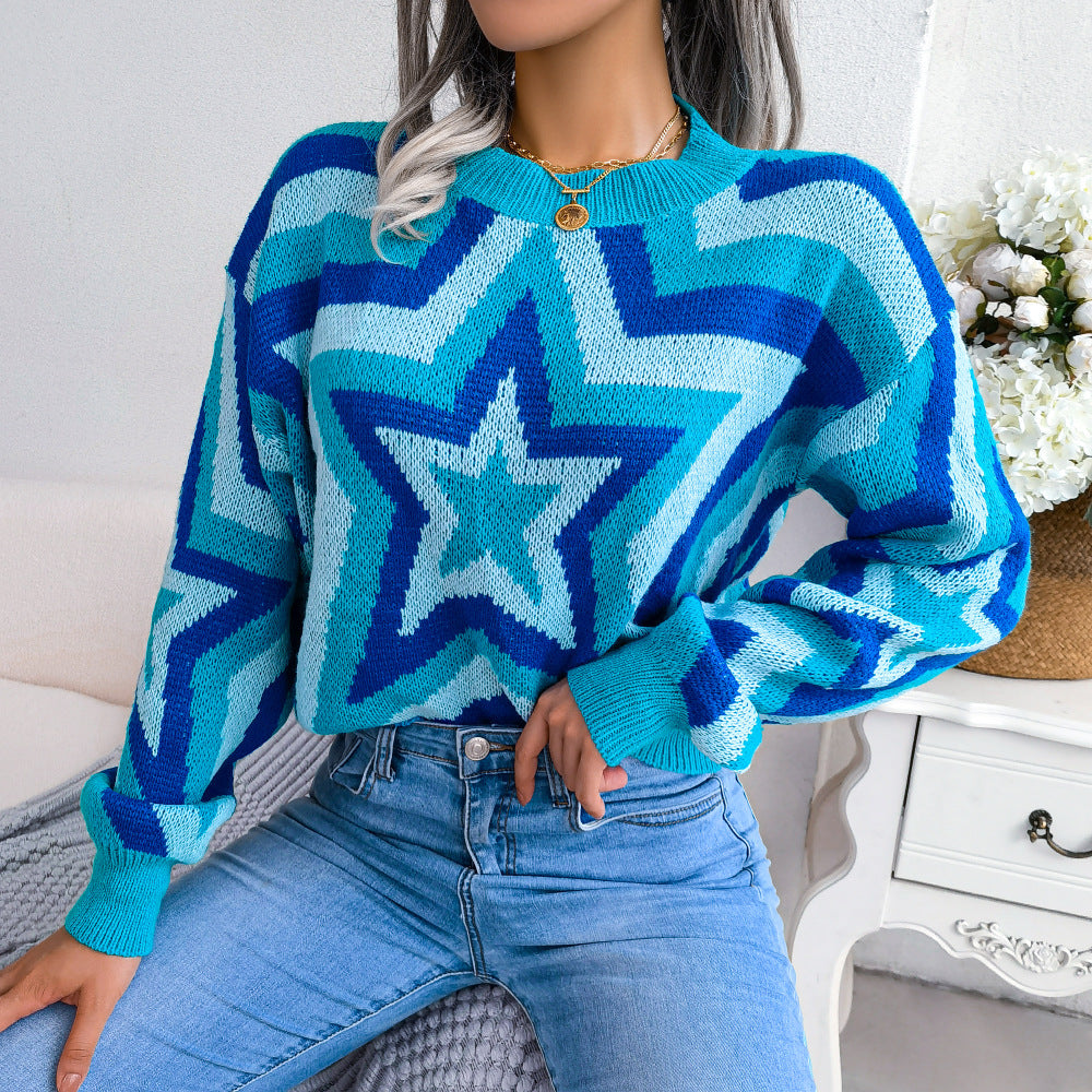 Maglione a maniche lunghe Valstrend con contrasto di colori fashion, stile XINGX, morbido e comodo, vestibilità moderna.
