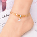 Cavigliera Valstrend con perle Zircon a doppio cerchio, delicata e elegante, ideale per look estivi e casual.