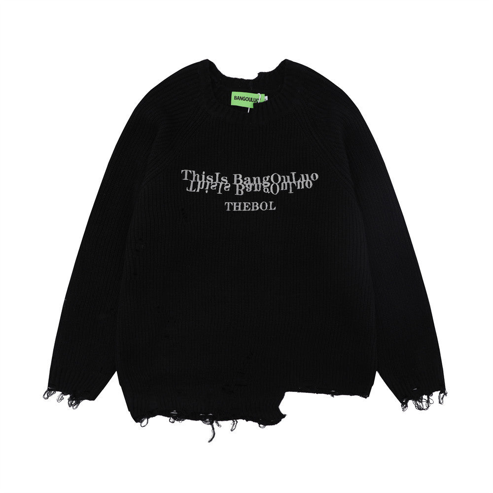 Lazy Ripped Sweater Men's Loose