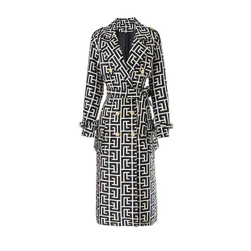 Cappotto pesante stile industriale con allacciatura a lacci, design loose, ideale per primavera e autunno, marca Valstrend shop