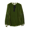 Maglione femminile a maniche lunghe in velluto di funghi Valstrend, vestibilità ampia con lacci e stile casual.