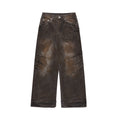 Jeans maschili baggy in stile distressed e sporco di Valstrend shop, pantaloni dritti e casual con effetto usurato e rovinato