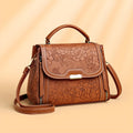 Elegant Floral Embossed Handbag for Women - Fashionable Faux Leather Crossbody Bag with Zip Closure