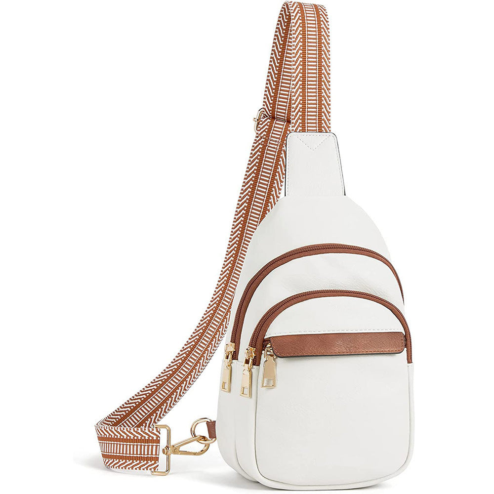 Borsa a tracolla da donna Valstrend, grande capacità, una spalla, stile casual, in pelle nera con scomparti multipli.