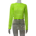 See-through Women's Round Neck Knitted Short Top