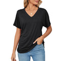 Maglietta donna Valstrend con scollo a V, stile casual, colore solido e vestibilità ampia, tessuto morbido e comodo