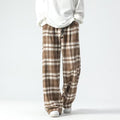 Pantaloni casual in stile giapponese retro a quadri, da donna, con taglio comodo e design vintage, marchio Valstrend shop.