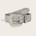 Cintura donna in jeans personalizzata con paillettes, stile moda femminile, dettaglio decorativo con paillettes brillanti, marca Valstrend.