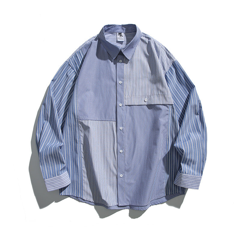 New Japanese Loose Casual Plaid Block Shirt
