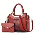 Borsa a spalla Valstrend con motivo rettile, multi-tasche, perfetta per pendolari, elegante e spaziosa.