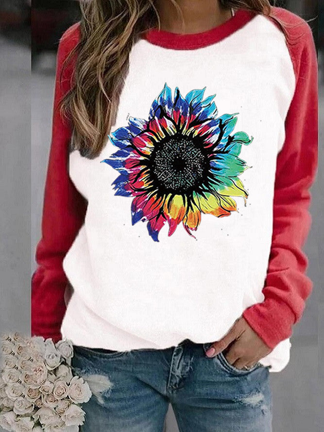 Winter New Raglan Pullover Leisure Printed Fleece Hoodie