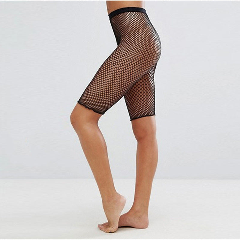 Collant elasticizzati a rete a cinque punti Valstrend, pantaloni donna alla moda, tessuto leggero e trasparente.