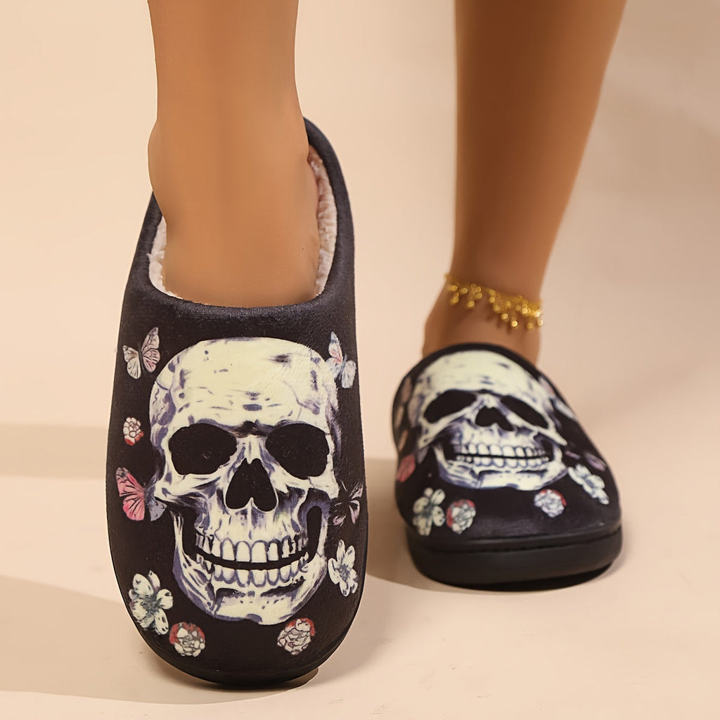 Cotton Slippers for Indoor and Outdoor, Cartoon Pattern, Soft and Warm, Anti-Slip, Thickened Fleece Lining, Unisex House Shoes for Men and Women