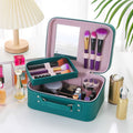 Cosmetica donna Valstrend in pelle PU impermeabile colorata, grande capacità, borsa portatile per trucchi e prodotti di bellezza