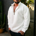 Maglione casual da uomo Valstrend con colletto a stand, interno in fleece, vestibilità larga e stile comodo e rilassato.
