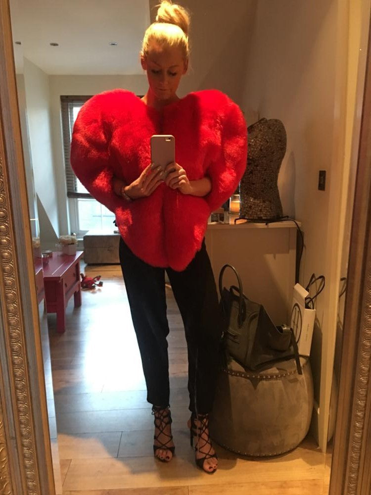 European And American Sweet Peach Heart Environmental Fur Cloak Coat