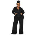 Pantaloni donna a vita alta e gamba larga in tinta unita Valstrend, completo casual elegante con due pezzi, stile comodo e moderno