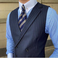 Gilet da uomo a righe in stile italiano Valstrend, con revers doppi e design Neapolitan, dettagli eleganti e tessuto di alta qualità