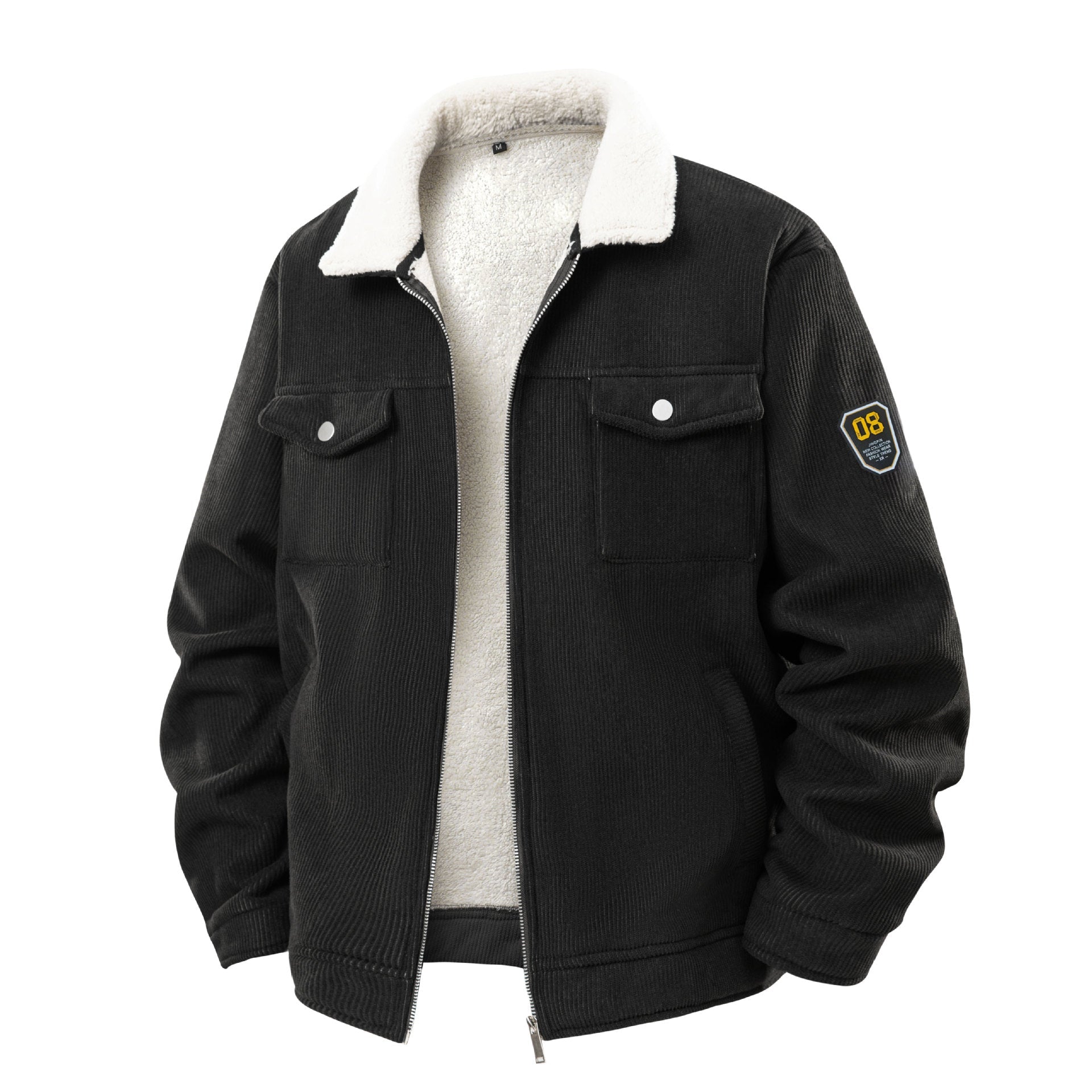 Cappotto da uomo Valstrend in lana con fodera felpata spessa, stile elegante con revers e tasche, ideale per lavoro e tempo libero.