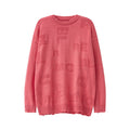 Maglione jacquard a lettere con collo rotondo e strappi, stile street fashion, marca Valstrend shop.