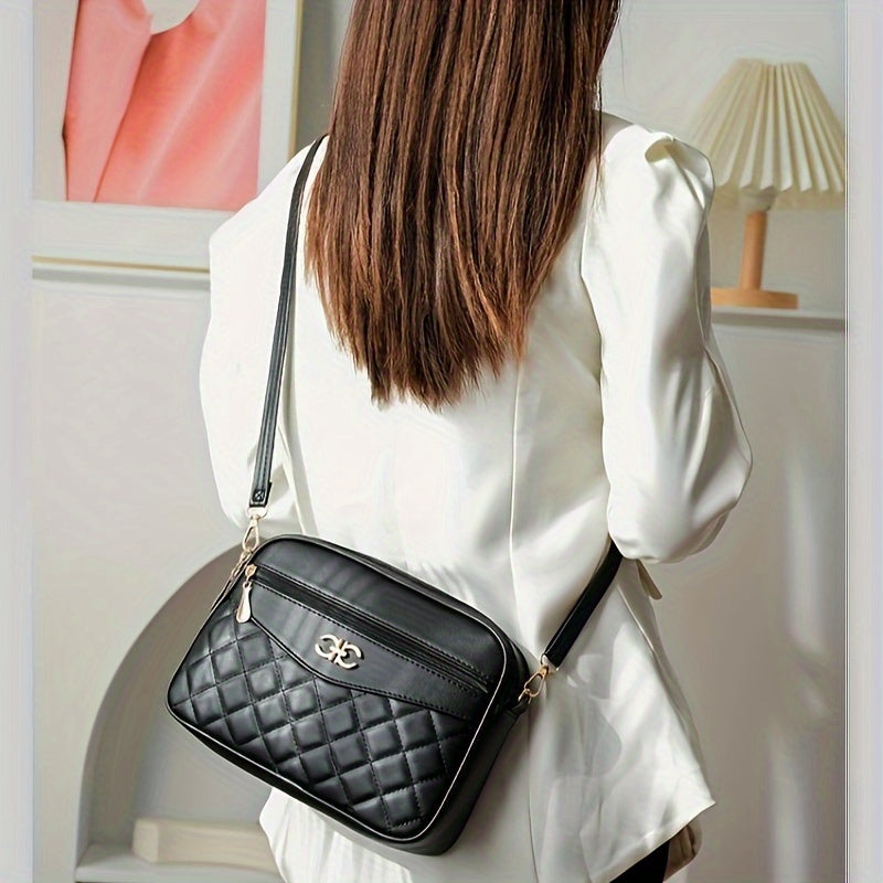 Borsa a tracolla quadrata multicolore Valstrend, grande capacità, stile quilted, ideale come borsa versatile per donne.