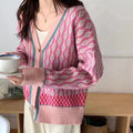 Women's Retro Casual V-neck Bear Button Sweater Cardigan Coat