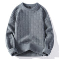 Maglione uomo a collo rotondo in maglia, nuovo stile moda, marca Valstrend shop, dettaglio di tessuto e vestibilità.