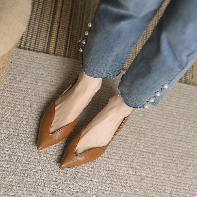 Scarpe femminili Valstrend, ballerine eleganti con punta francese e apertura bassa, modello a punta e suola piatta.