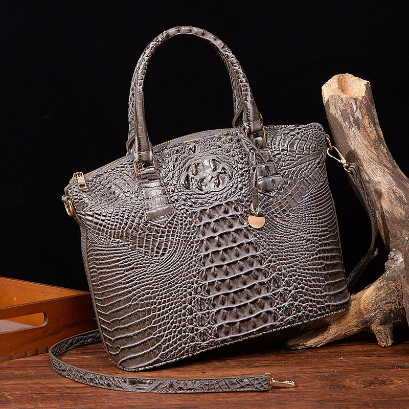 Borsa femminile retrò in pelle con motivo rettile crocodile, tracolla portatile Valstrend.