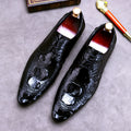 Scarpe da uomo eleganti Valstrend con motivo coccodrillo, scarpe formali britanniche in pelle lucida.