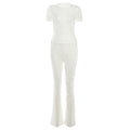 Short Sleeve Top High Waist Casual Trousers Suit