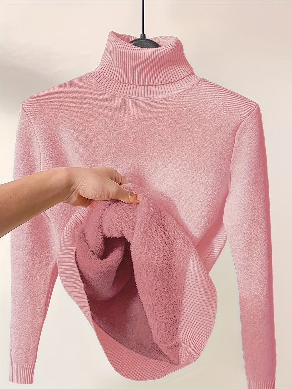 Maglione donna a collo alto solido Valstrend, maglia casual a maniche lunghe termica per autunno e inverno.
