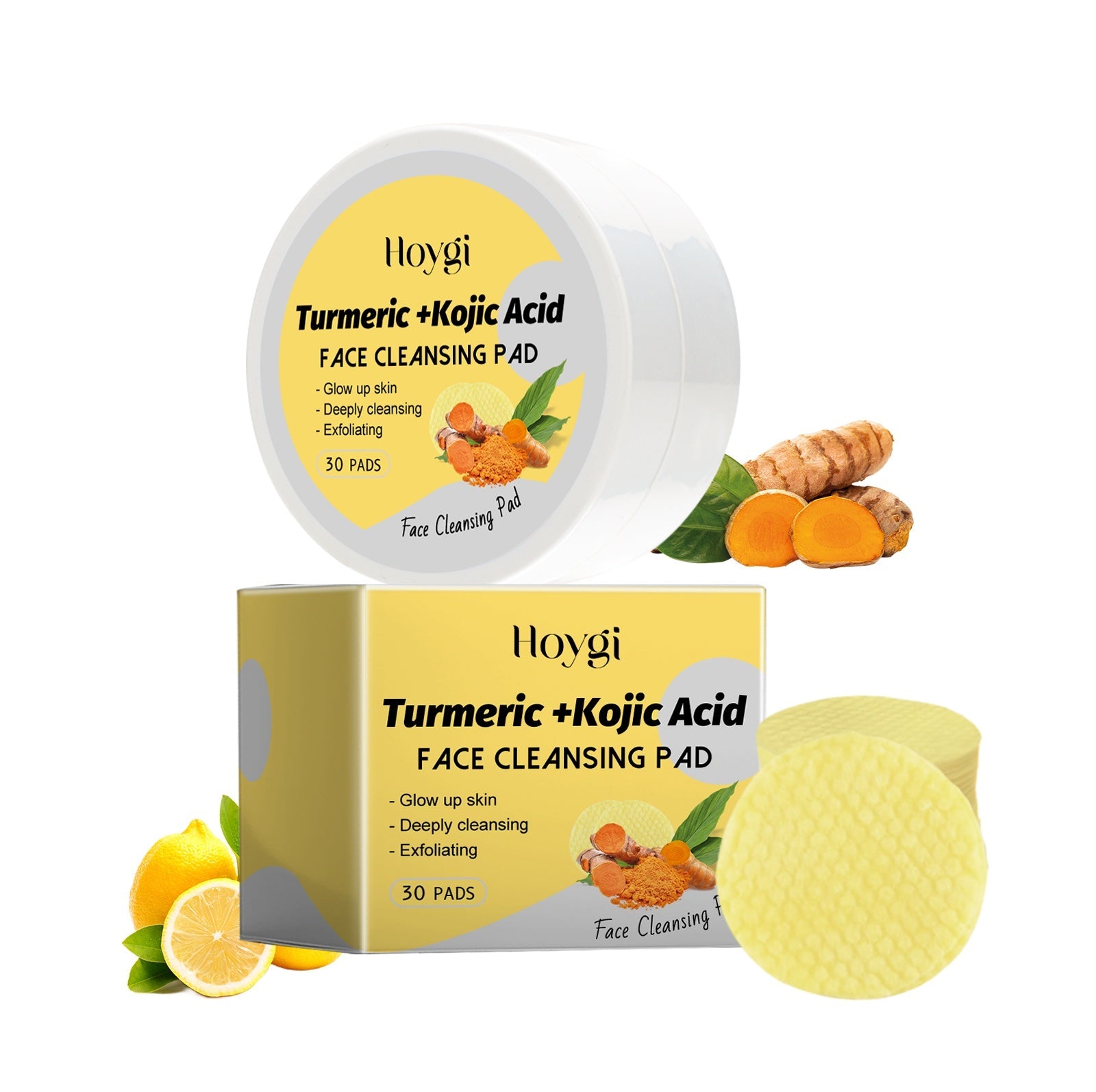 Dischetto detergente Valstrend con curcuma e acido kojico, per pulizia e illuminazione della pelle.