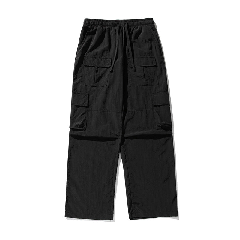 Pantaloni sportivi casual da giardino giapponesi Valstrend con design multi-tasche, cintura con cordino e vestibilità larga.