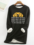 Autumn And Winter Women's Fleece-lined Women's Round Neck Sweater
