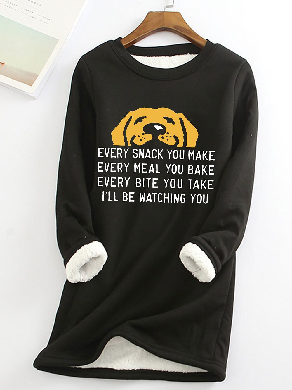Autumn And Winter Women's Fleece-lined Women's Round Neck Sweater