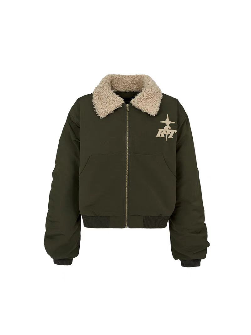 Cappotto corto da donna in cotone con imitazione di lana di agnello, stile caldo e elegante, marca Valstrend shop.
