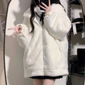Felpa donna con cappuccio, zip, imbottita in pile bianca, taglia plus, morbida e calda, ideale per l'inverno, marca Valstrend.