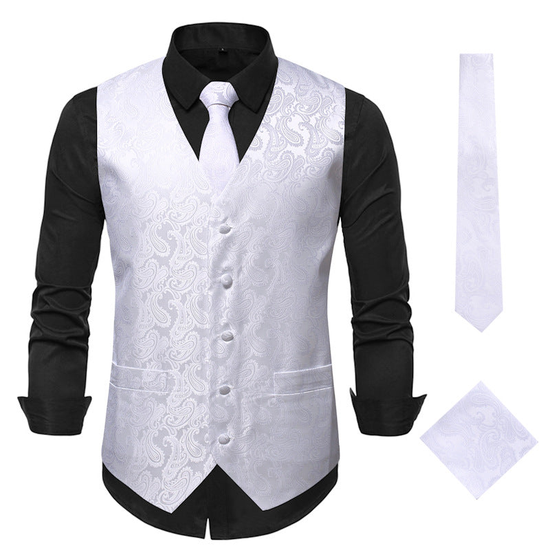 Gilet alla moda con girasole ricamato da uomo Valstrend, vestito europeo, stile casual e dettagli colorati.
