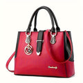 Chic 2024 Trendy Women's Square Handbag - Fashionable Solid Color, Faux Leather with Polyester Lining, Zip Closure - Available in Pink, White, Red, Blue, Black