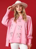 Maglione natalizio Valstrend con scollo tondo e paillettes, maglia a maniche lunghe decorata con sequins per feste di Natale