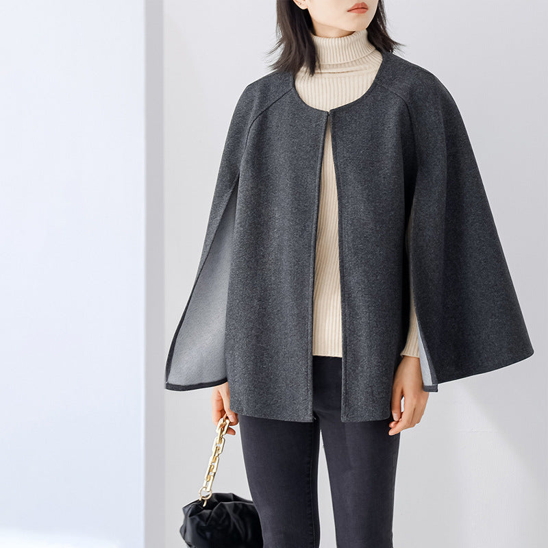 Cappotto invernale e autunnale in lana per donna, con scialle, stile elegante e versatile, marca Valstrend Shop.