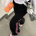 Pantaloni casual a righe per donna Valstrend, pantaloni larghi, stile moda donna, tessuto leggero e comodo, visibili in dettaglio