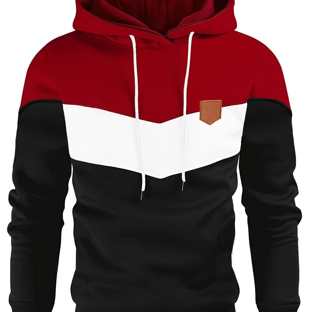 Felpa con cappuccio uomo a blocchi di colori Valstrend, maniche lunghe, tasca a marsupio, coulisse e stile casual e versatile.
