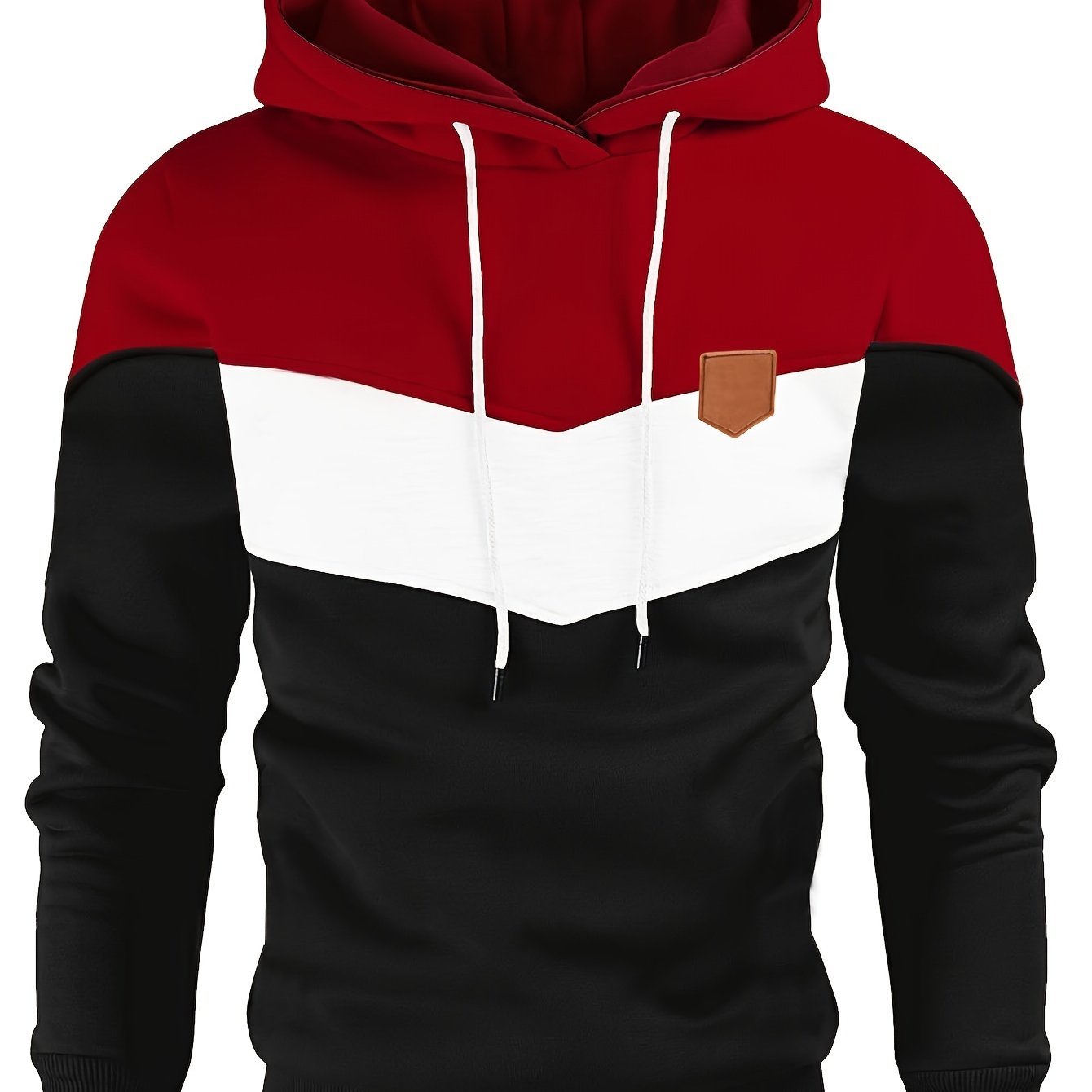 Felpa con cappuccio uomo a blocchi di colori Valstrend, maniche lunghe, tasca a marsupio, coulisse e stile casual e versatile.