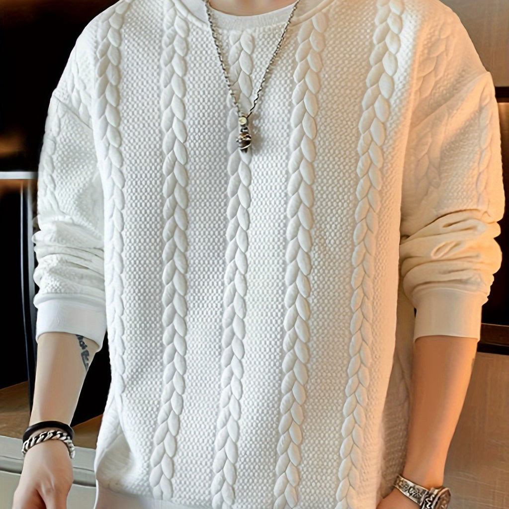 Maglione da uomo Valstrend in tessuto a maglia, girocollo, maniche lunghe, tinta unita, vestibilità regolare, ideale per autunno/inverno
