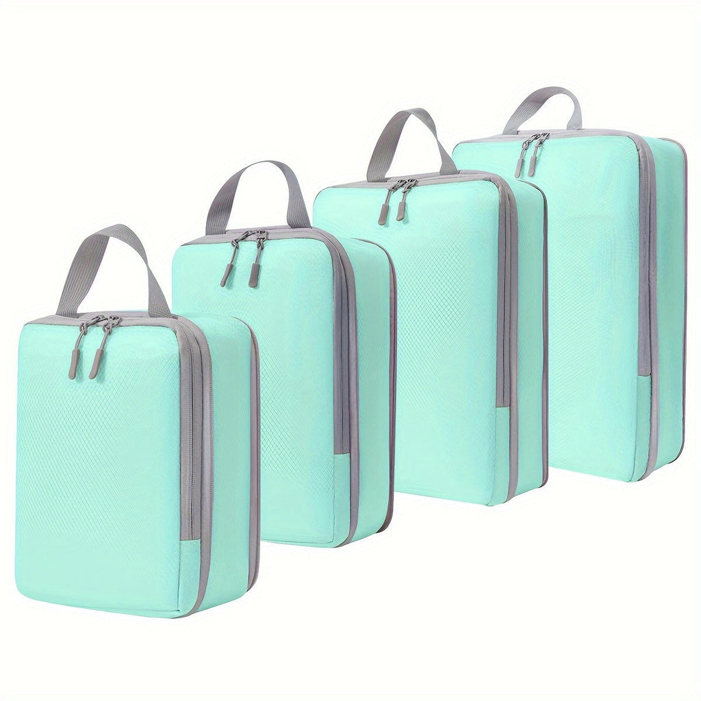 4pcs Compression Luggage Packing Organizer Set, Lightweight Handheld Packing Cubes, Clothing Underwear Shoes Storage Bags For Travel Use