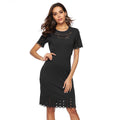 Gonna a vita alta Valstrend con gonna slim-fit a tubino a tinta unita con dettagli traforati a maniche corte elegante e moderna.
