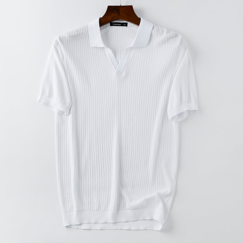 Knitted Cold Ice Silk Lightweight Breathable Elastic Short Sleeves