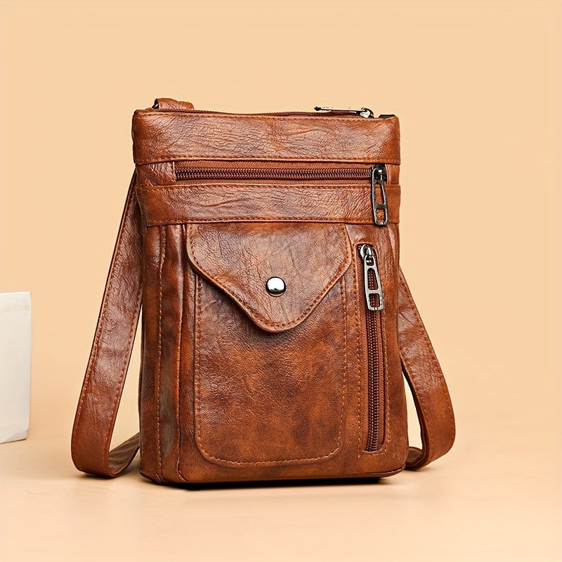 Borsa a tracolla vintage mini Valstrend, retrò con più tasche, donna casual, handbag e portafoglio telefonino.
